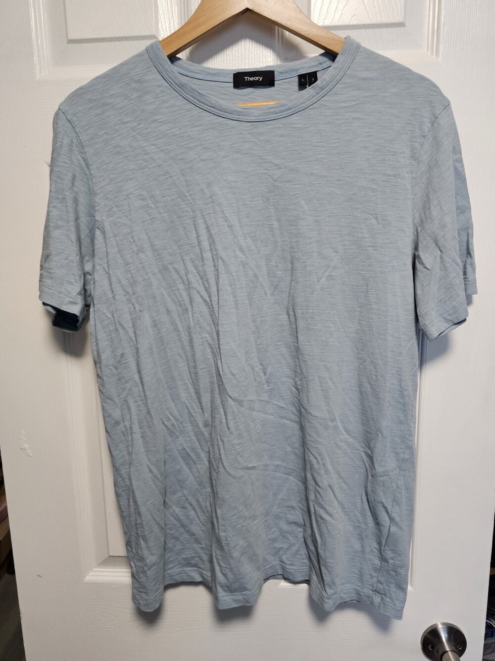 Theory Men’s PRECISE TEE T-Shirt Size L Cotton Light Blue